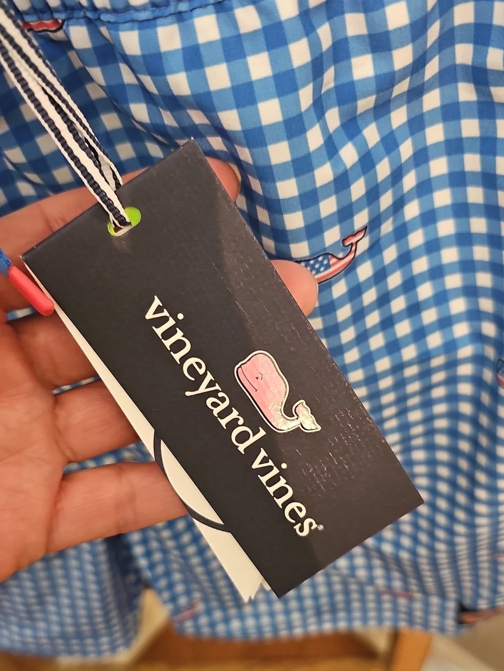 Vineyard Vines Boys Blue Chappy Trunks Ginham Tideblue Board Shorts Swimwear